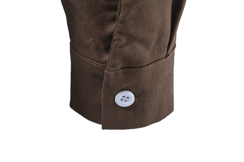 Men's Cotton Linen Shirts Long Sleeve Solid Color - 10
