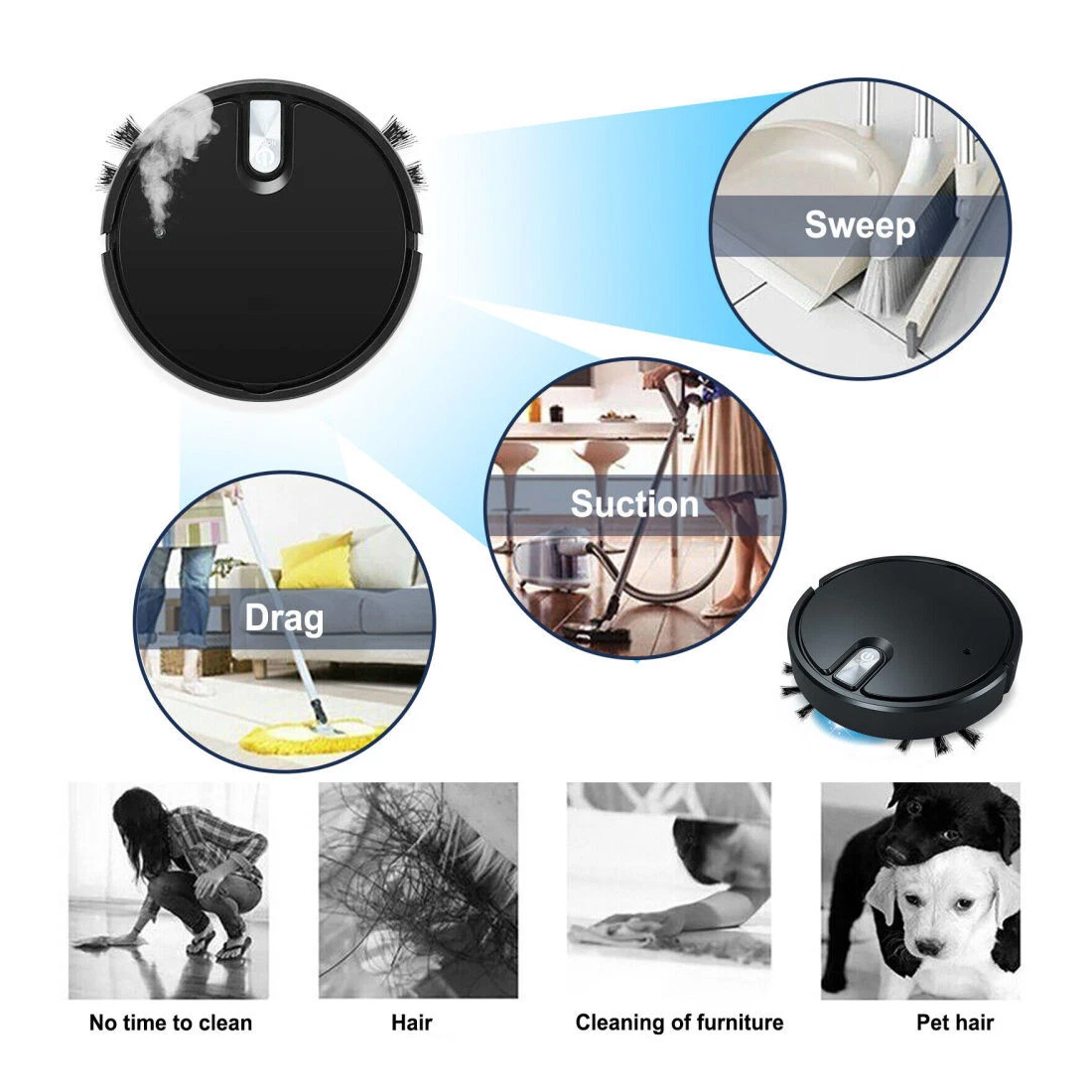 NEW Smart Robot Vacuum Cleaner Automatic Sweeper Floor Clean Rechargeable UK 5