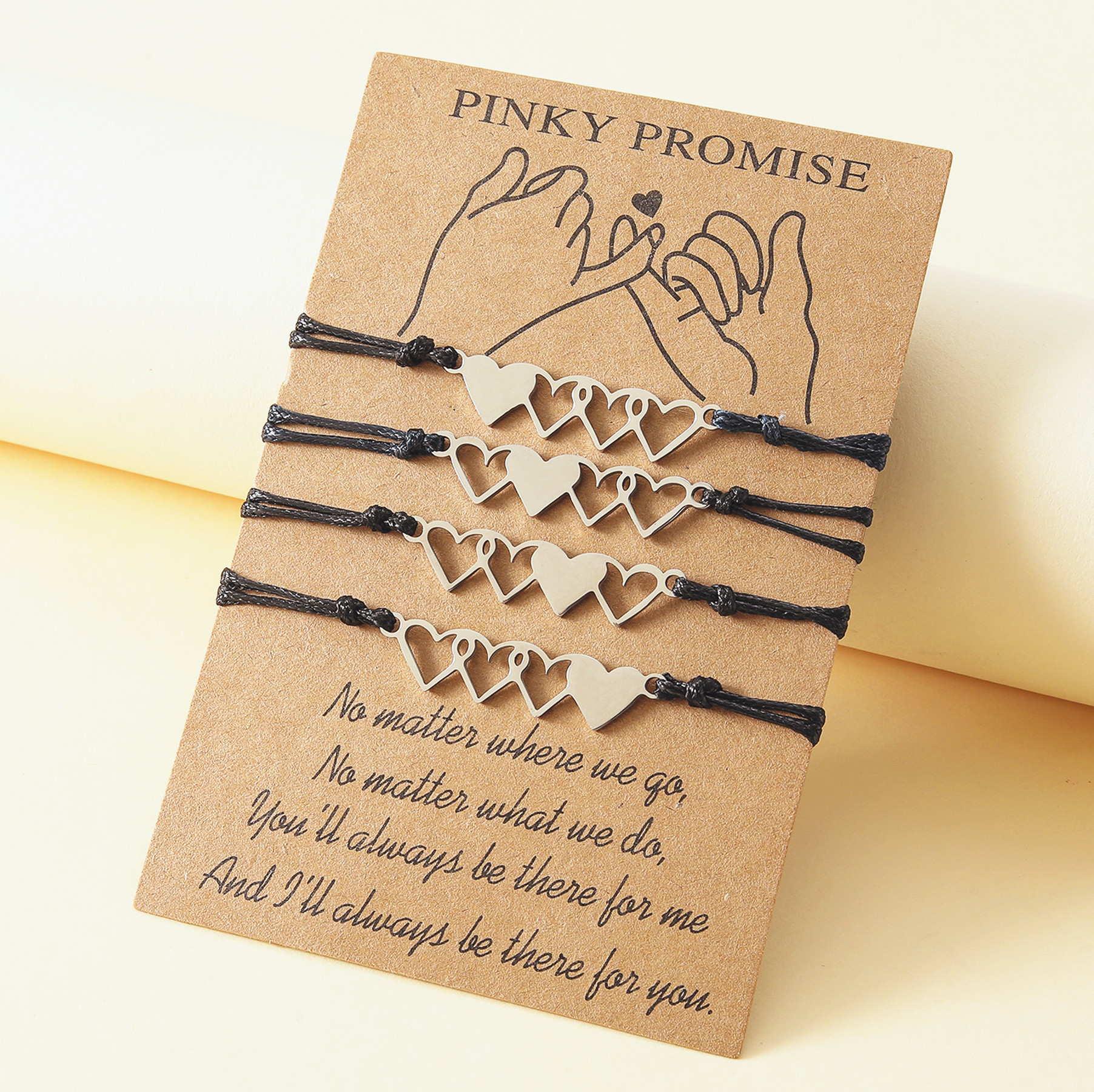 Stainless Steel Heart Card Braided Bracelet