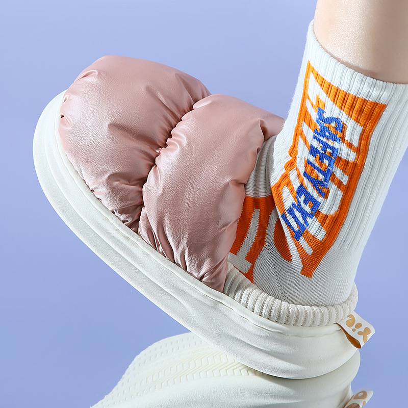 Down Slippers Soft Warm Winter House Shoes For Women Pink - Shop at LoveMi