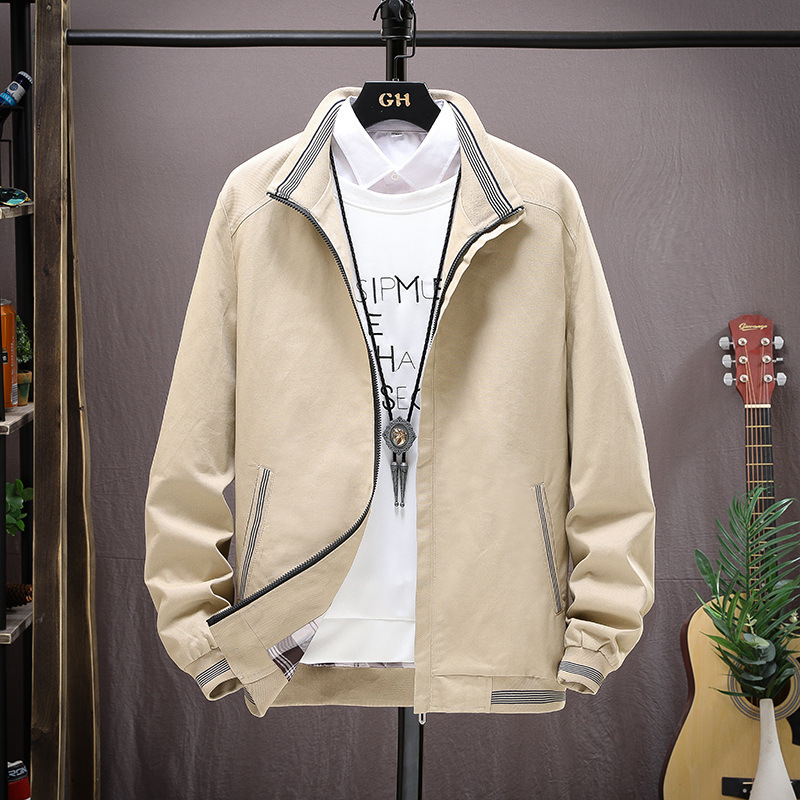 Men's Cotton Spring And Autumn Casual Stand Collar Jacket