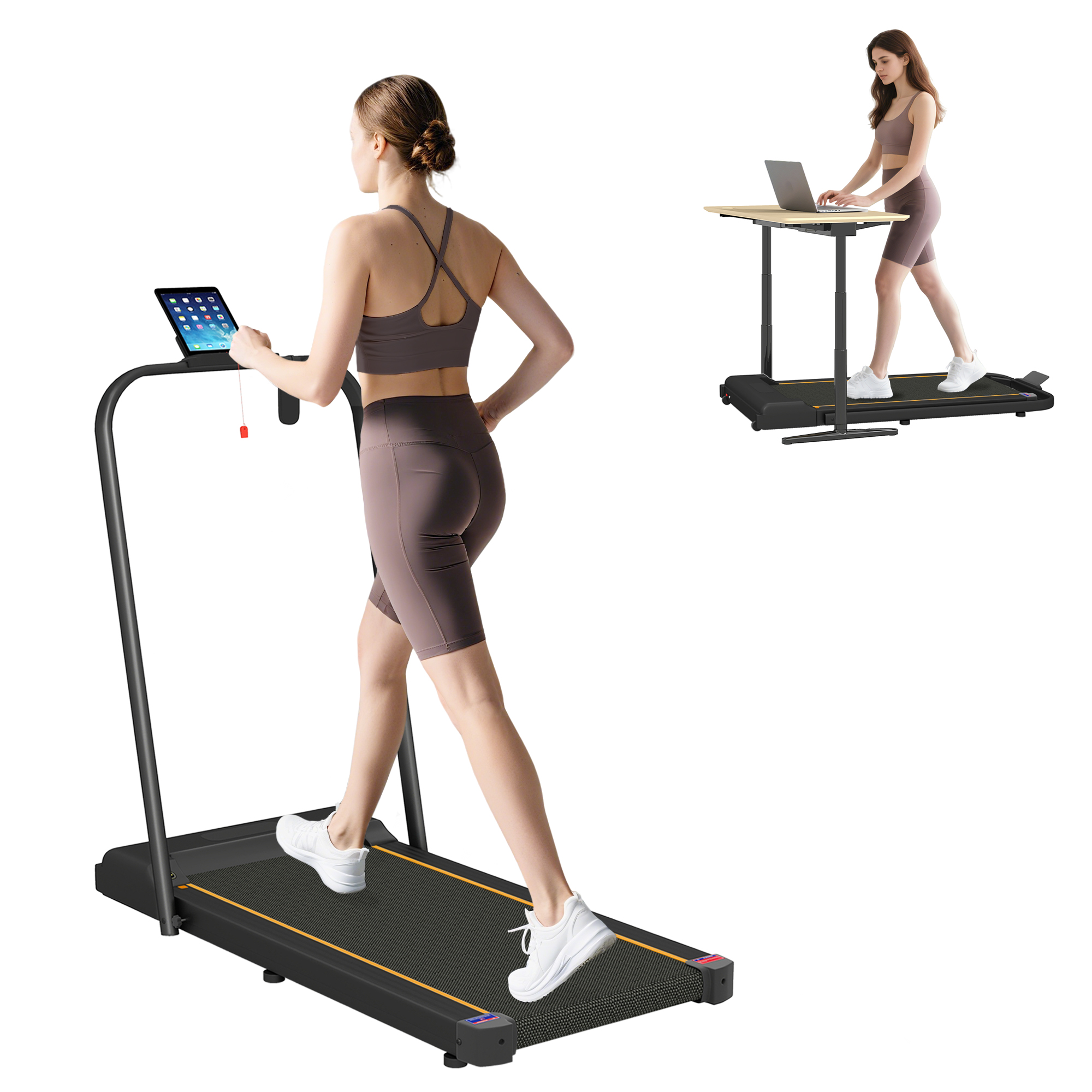 Orange-2.5-horsepower Walking Mat,1-6 Kilometers Per Hour Folding Treadmill