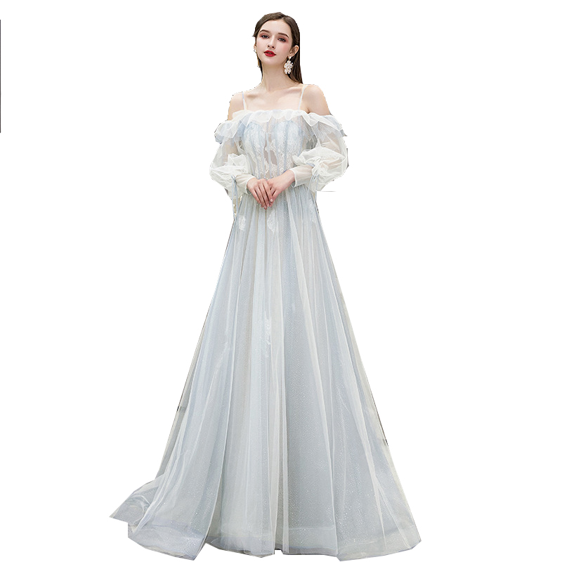 One-Shoulder Embroidered Long Evening Dress, picture 8 of 8