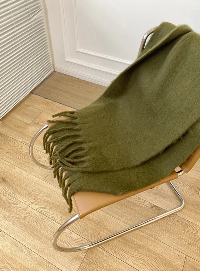 Women's Solid Color Mohair Scarf Army Green - Shop at LoveMi