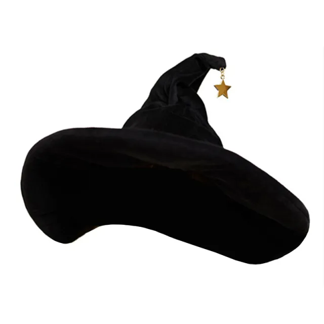 Original Anime Random Styling Suede Strap Bow Wizard Hat Black - Shop at LoveMi