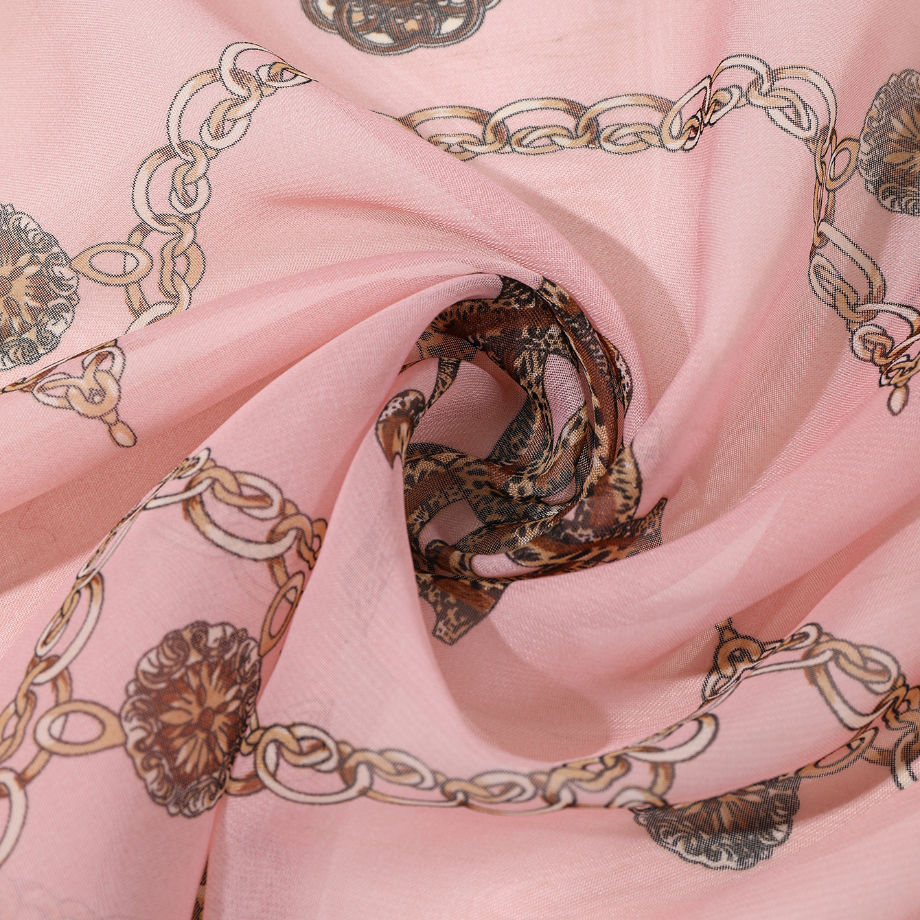 Ladies' Printed Leopard Print Chain Chiffon Thin Silk Scarf, Light, Retro And Elegant Style Scarf, Spring And Summer Daily Casual Travel And Vacation