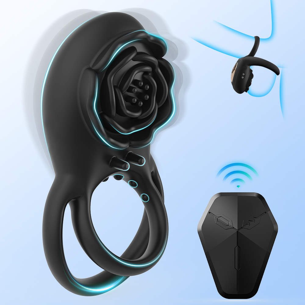 Vibrating Cock Ring Adult- Sex- Toys For Men, Silicone Penis- Ring With Rose Clitoral Vibrator- Couples Sex- Toys - Image 1