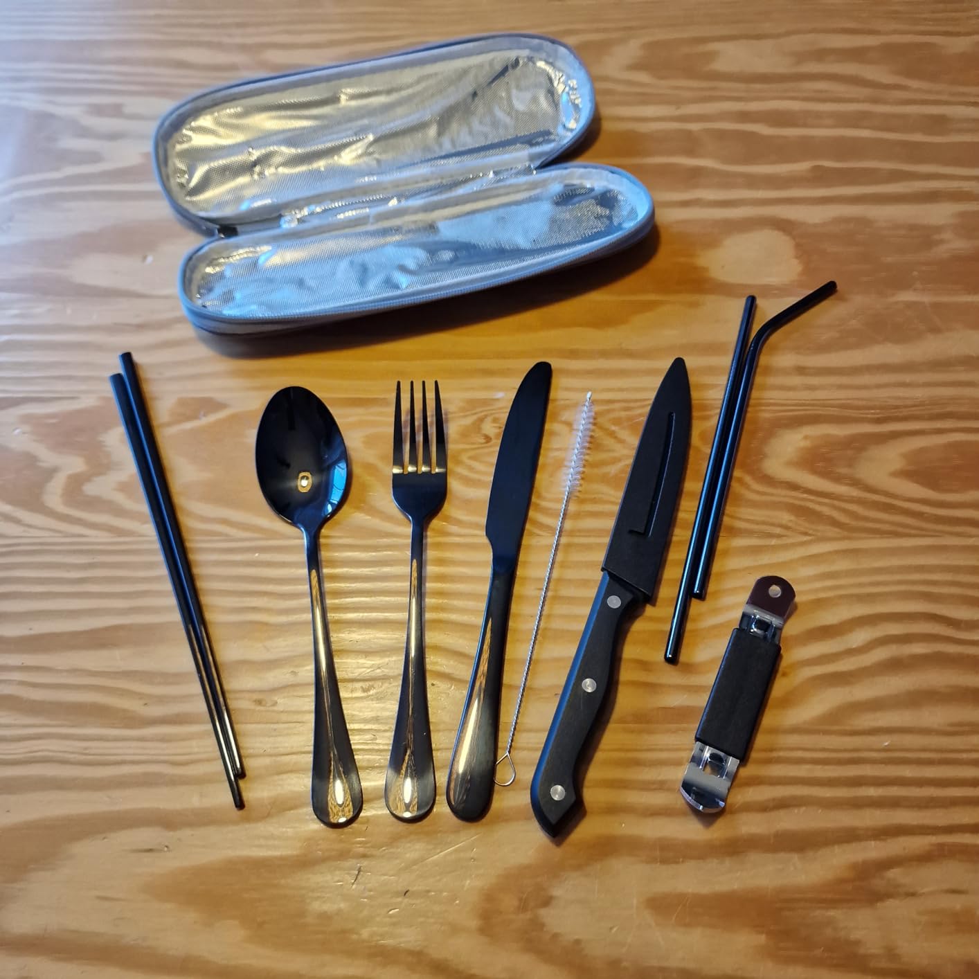Camping Cutlery Set, 9 Pieces, Outdoor Stainless Steel Travel Box Pack, Portable — image 4