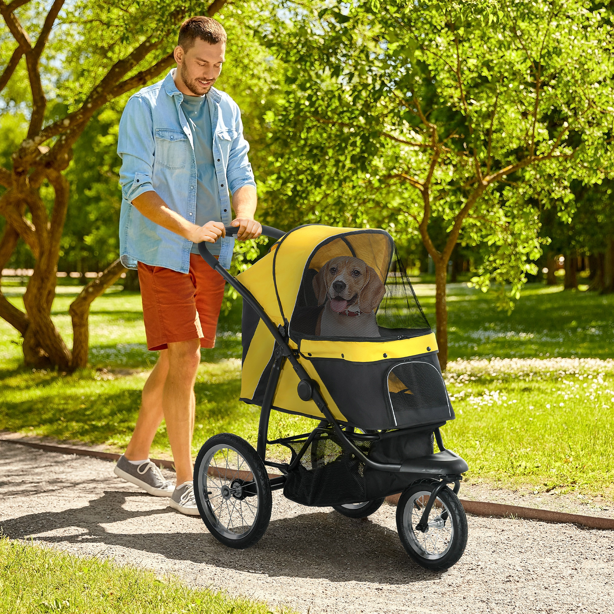 Foldable Pet Stroller-slow Sports Car, Three Wheel Design, With Sunshade — image 4