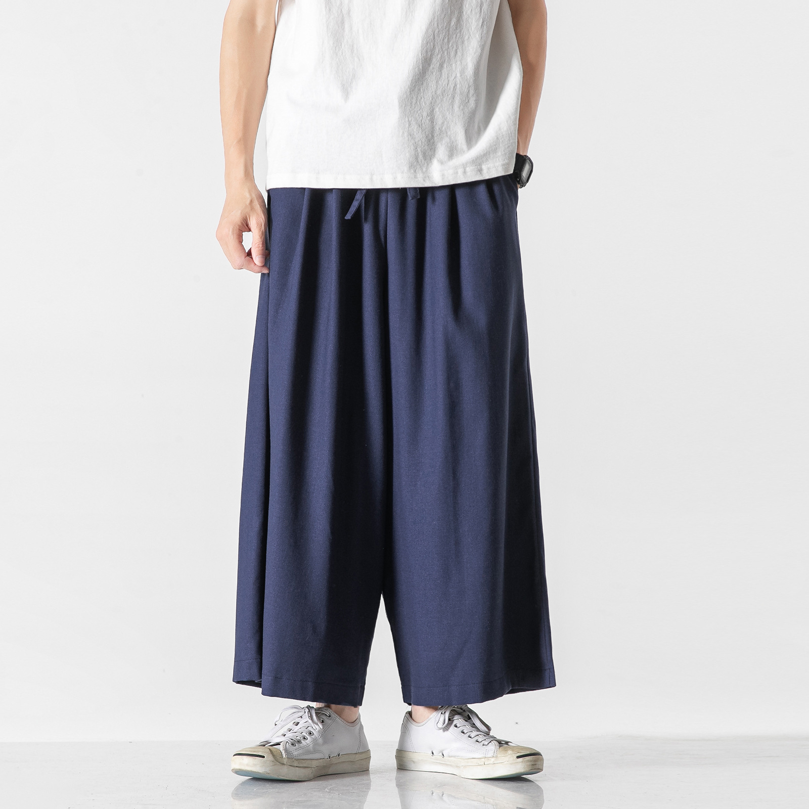 Title 5, Pantalon court large en lin, coton et lin