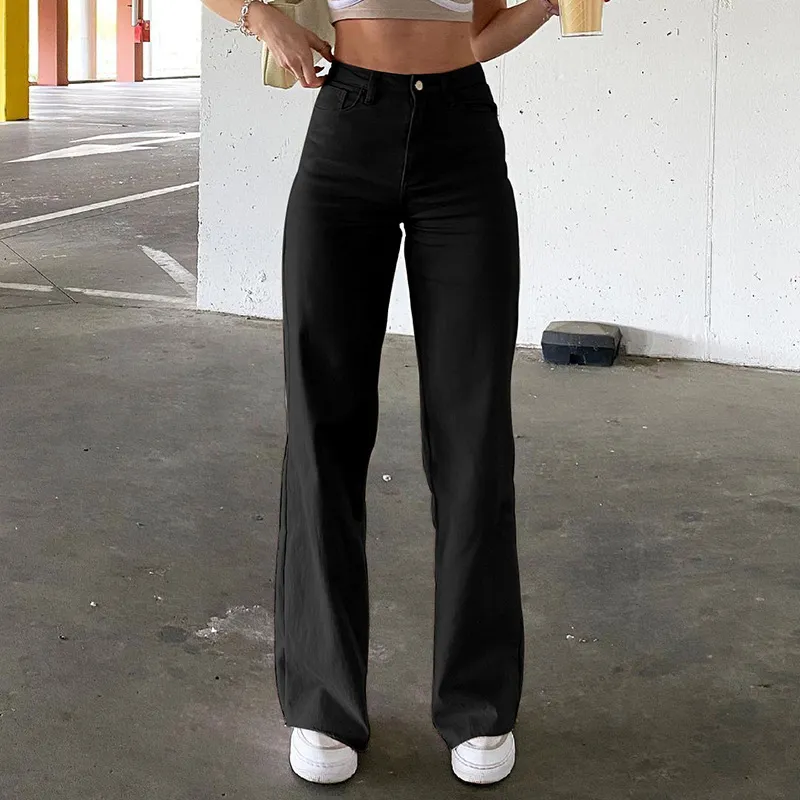 Spice Girl Style High Waist Slim Jeans Bell Bottoms - Black