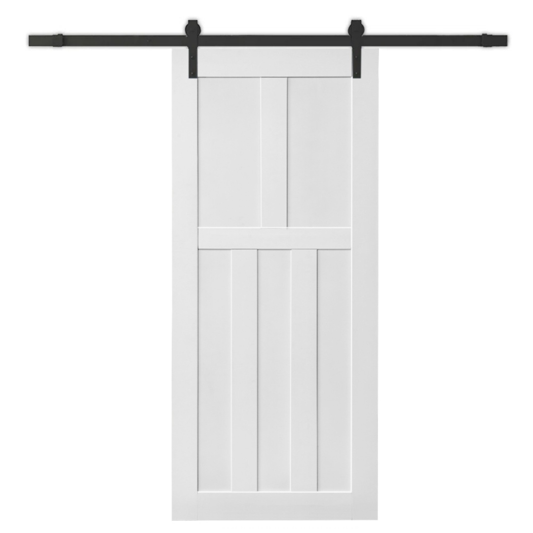 CRAZY ELF 28 X 84 Five Panel Real Primed Door Slab, DIY Panel Door, Modern Interior Barn Door, Moisture-proof, Anti-deformation, Pre-Drilled Ready To Assemble, Suitable For Pre-hung And Barn Door