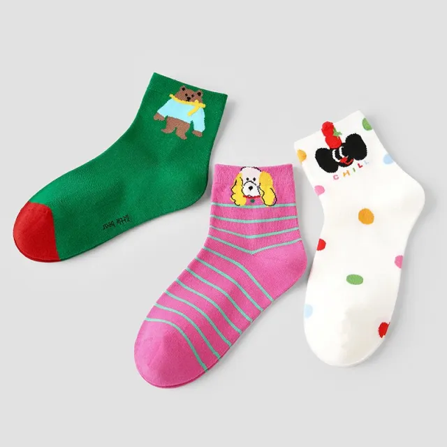 Renaissance Women's Short Socks 3 Pair Set Spring Summer Cartoon Low Cut Boat Socks Instagram Worthy Cute Minimalist Versatile Style For Girls Gr... Green Pink White - Shop at LoveMi
