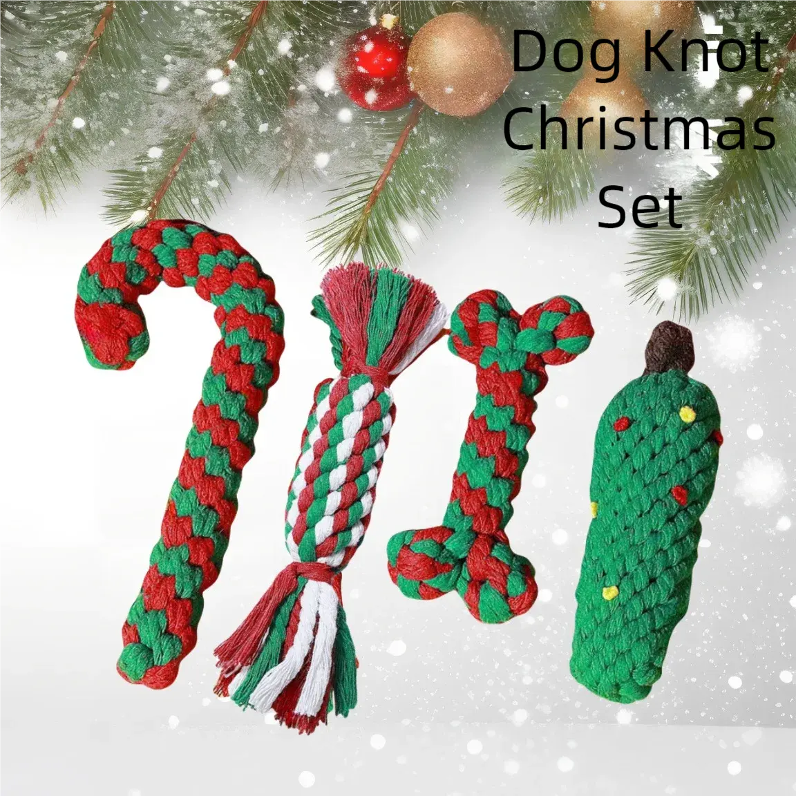 Christmas Pet Cotton Rope Cane Toy Set