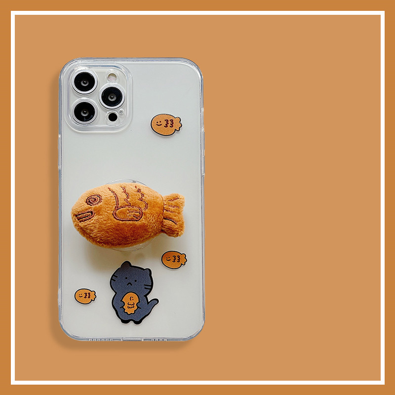 Funda de gato de felpa con soporte taiyaki