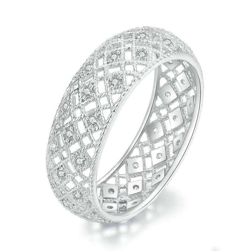 Title 6, S925 Silber Ring mit zartem Mesh-Design, breite...