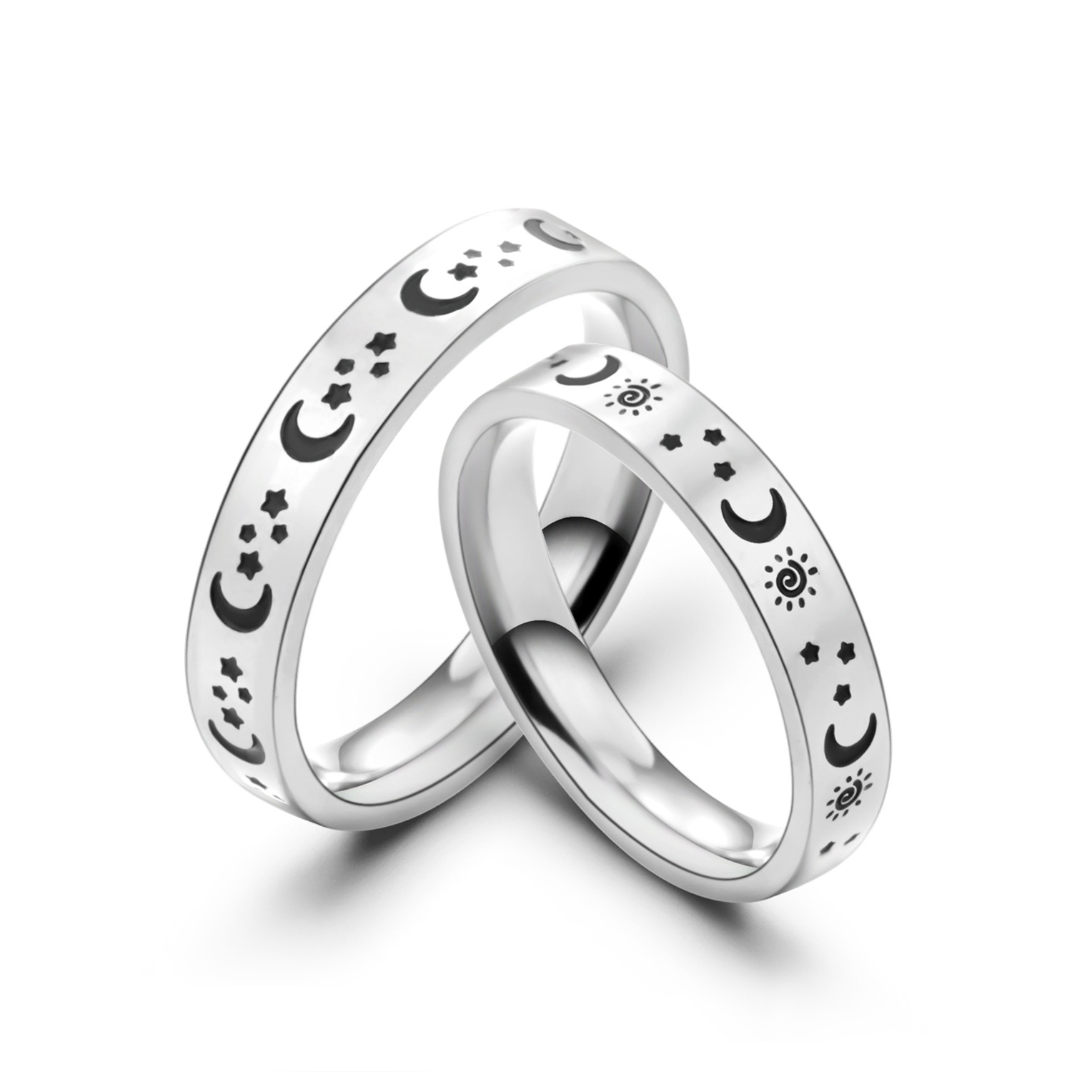 Title 3, Stainless Steel Fashion Star Moon Ring