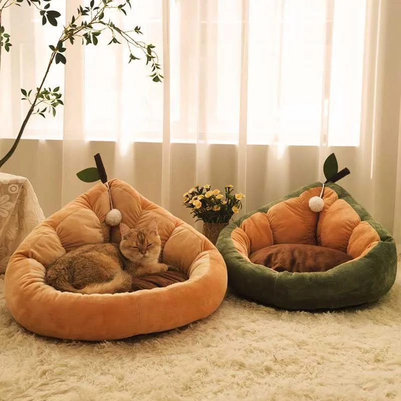 Cute Cat Kitten House Warm Soft Winter Cotton Pet Dog Cat Bed Kennel Cozy Nest For Small Medium Cat Dogs