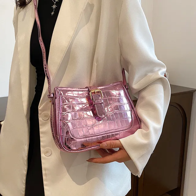 Retro All in one Female Texture Single Shoulder Crossbody Bag Pink - Shop at LoveMi