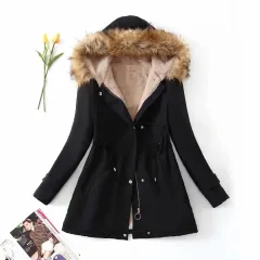 Cotton-padded Jacket With Lamb-like Lining To Keep Warm - Black - View 1