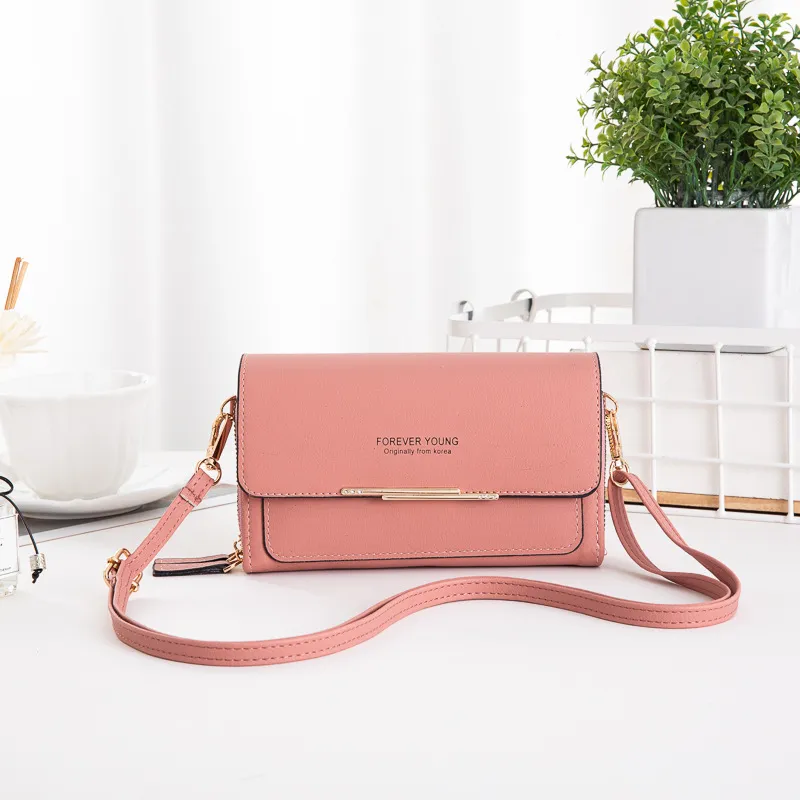Women's One Shoulder Cross Body Medium Long Handbag - Pink