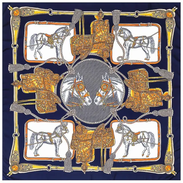 Large Square Scarf Shawl Decorative Headscarf Spot Navy Blue - Shop at LoveMi