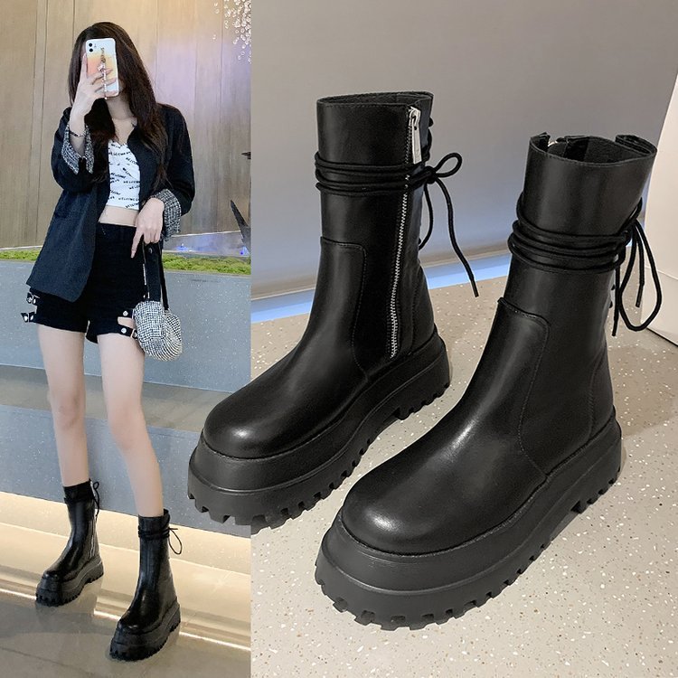 Thick Bottom British Style Back Tie Black - Shop at LoveMi