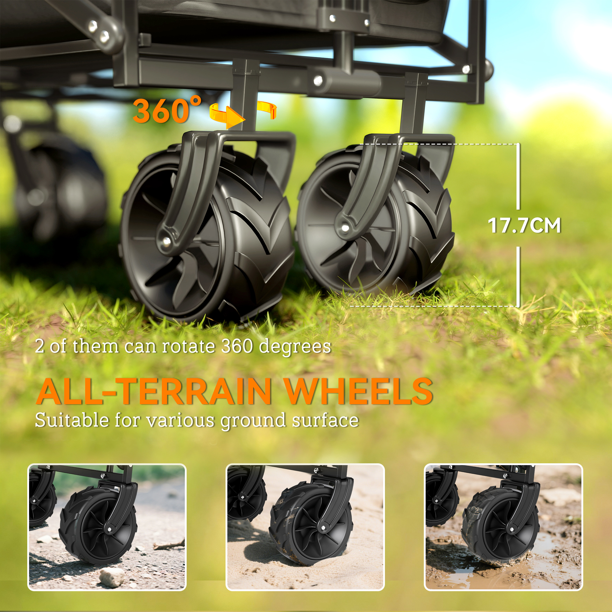 Folding Handcart Storage Cart Beach Trailer Four-wheel Belt Handle Canopy — image 2