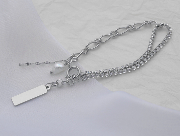 Claw Drill Double-layer Military Brand Pearl Bracelet Women's Personality All-match
