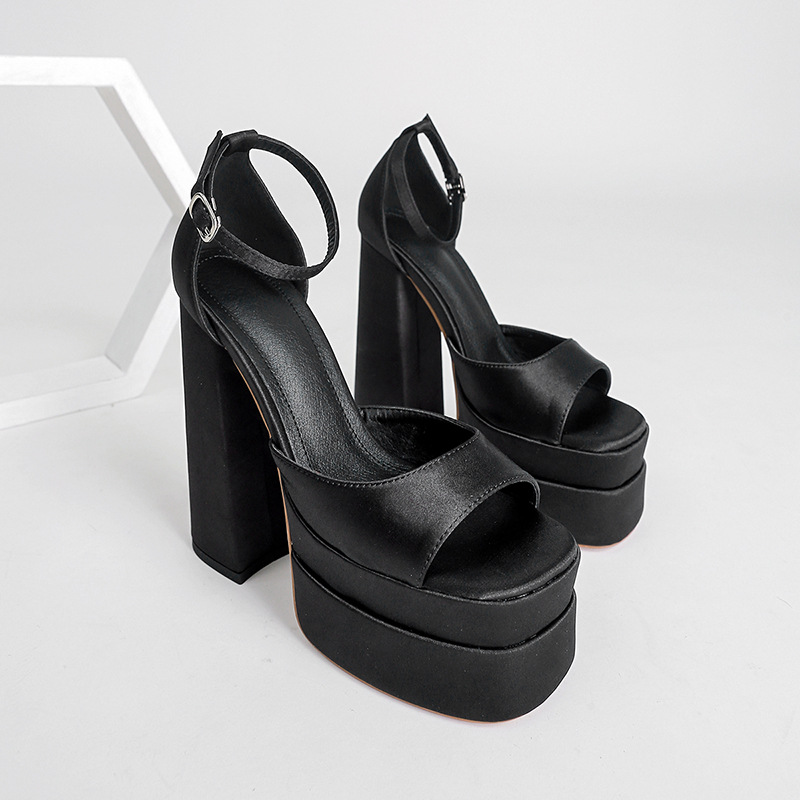 Platform Flat Slippers Hentian High Sandals Black - Shop at LoveMi