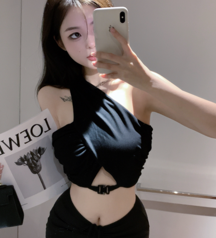 One Shoulder Outer Wear Inner Bottoming Shirt Vest Suspender Top Women