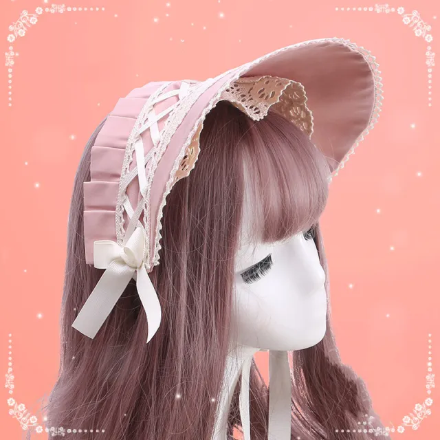 Cute And Classical Lolita Lolita Lace Bow Love Bb Hat Hand made Bnt Hair Hat Lotus Root Powder - Shop at LoveMi