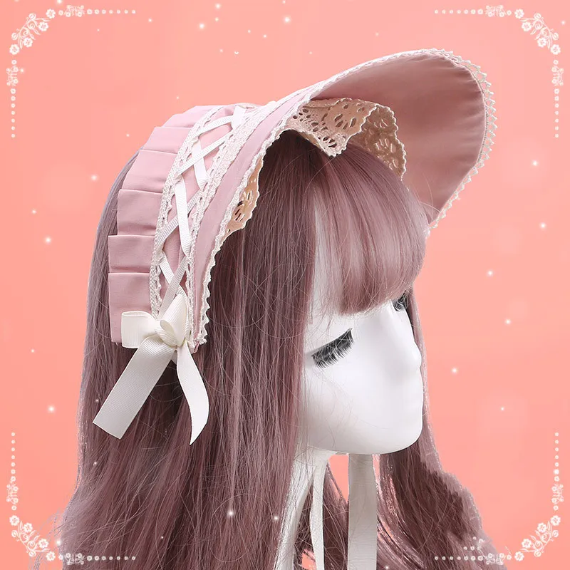 Cute And Classical Lolita Lolita Lace Bow Love Bb Hat Hand-made Bnt Hair Hat - Lotus Root Powder