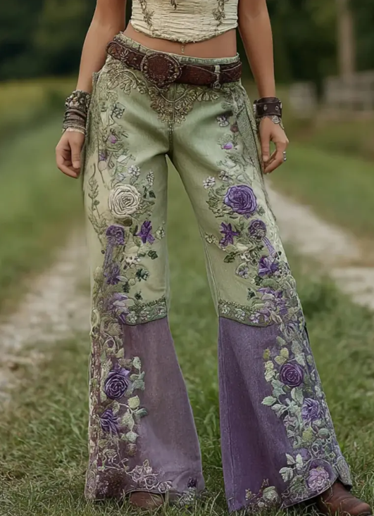 Trendy Printed Trousers, Fashionable Women's Jeans