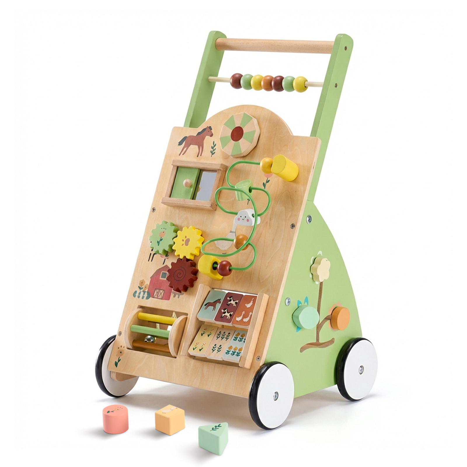 Wooden Baby Walker, Adjustable-speed Push-style Walker, Equipped With...