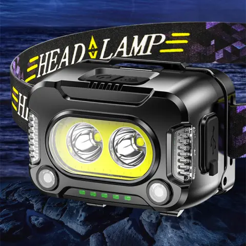 New COB Strong Light Sensing Headlamp Night Running Fishing