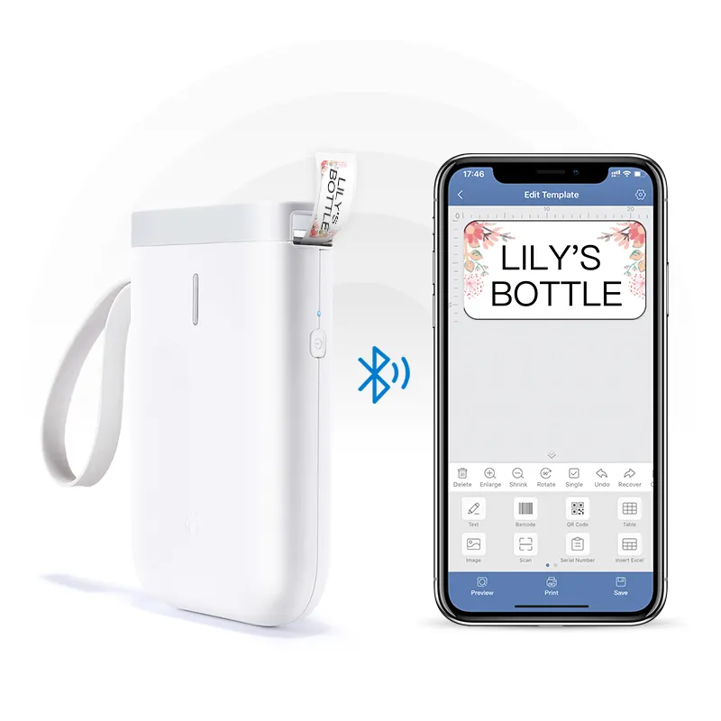 D11 Label Printer Bluetooth-compatible Household Non Drying