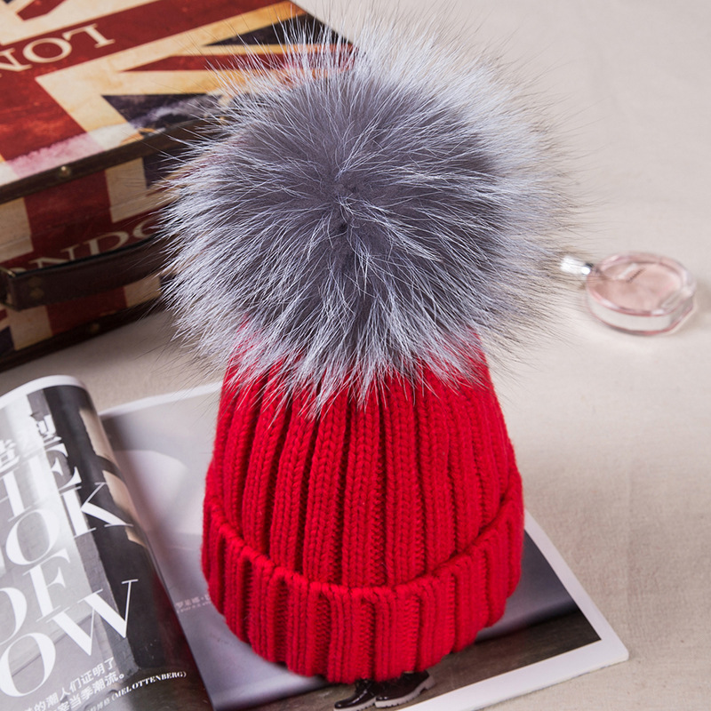 Title 12, Big fox fur ball wool hat