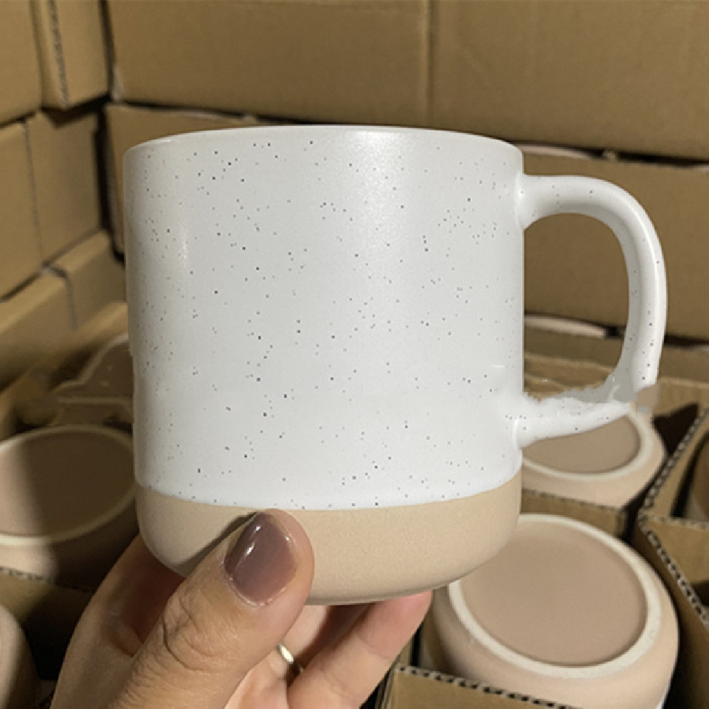 Title 2, Spray Point Ceramic Cup Dual-color Patchwork