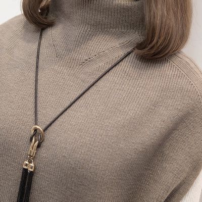 Fashion Half-high Collar Mid-length Sweater Women Pullover