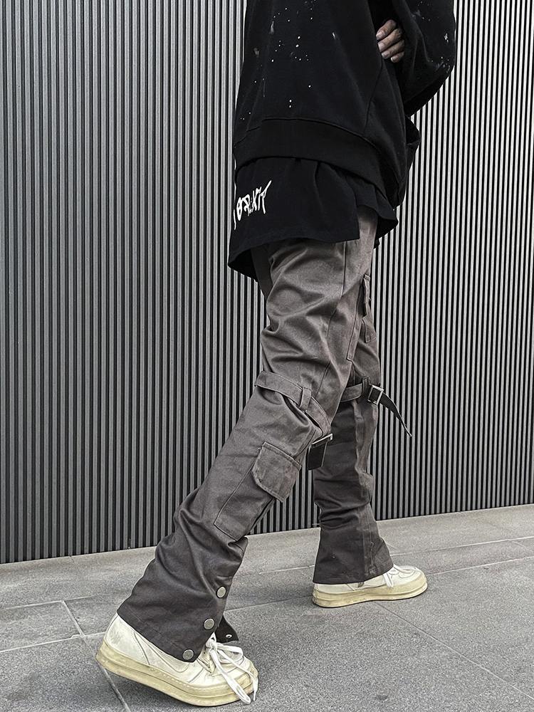 Title 3, Straight-breasted Cargo Pants With Multi-pocket...