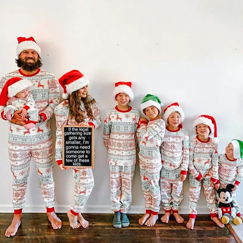 New Christmas Print Contrast Color Parent-child Home