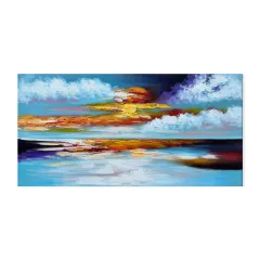 Large Wall Art Bright Abstract Hand Painted Oil Painting On Canvas Landscape Wall Home Decor Seascape Sunset Handmade Painting - Without Inner Frame - View 1
