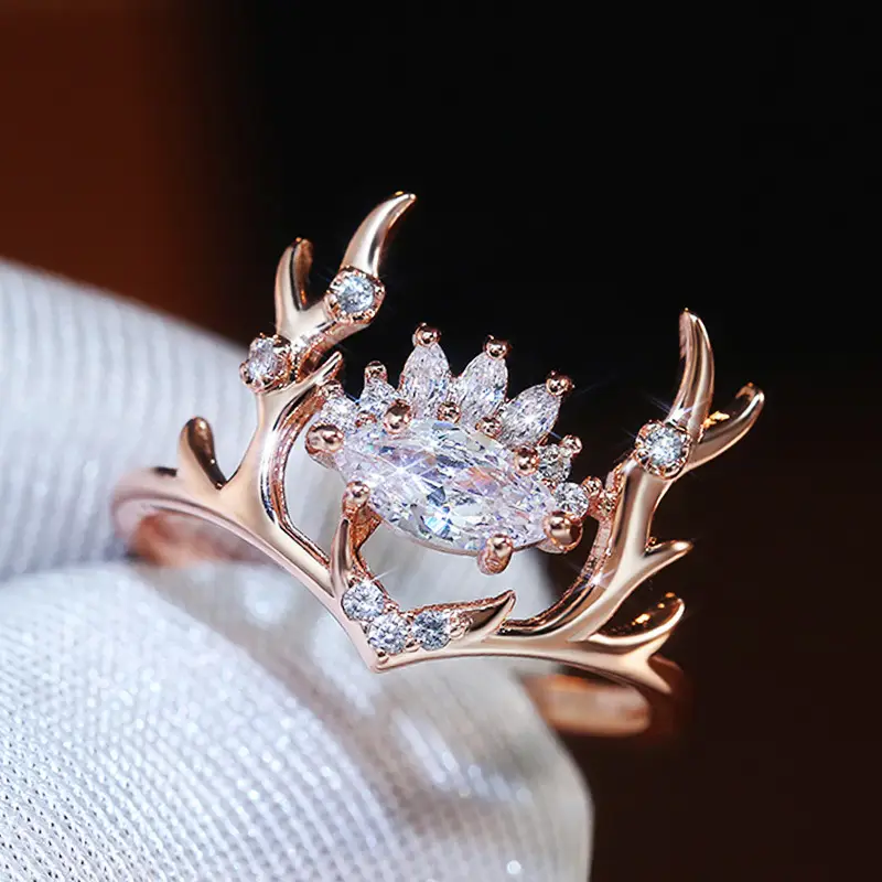 Fashion Cute Elk Antler Ladies Ring