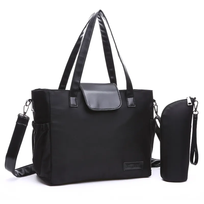 Baby Diaper Organizer Fashion Durable Mummy Backpack Waterproof Newborn Nursing Nappy Bag Portable Infant Stroller Storage Pouch - Black