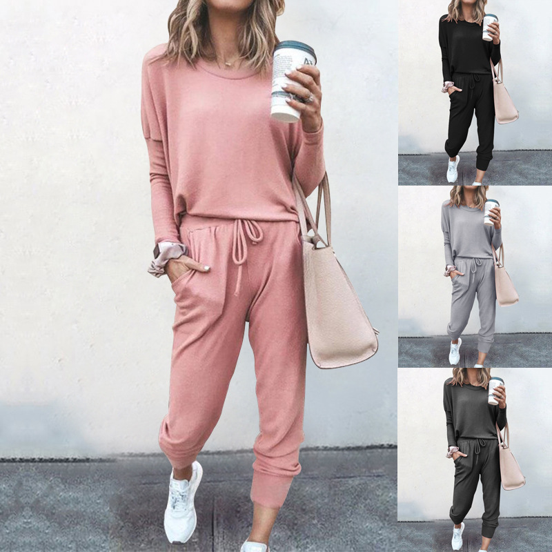 Loose Solid Color Long-Sleeved Casual Suit