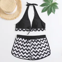 Zigzag Print Ladies Swimwear Bikini - As Shown-M - View 1