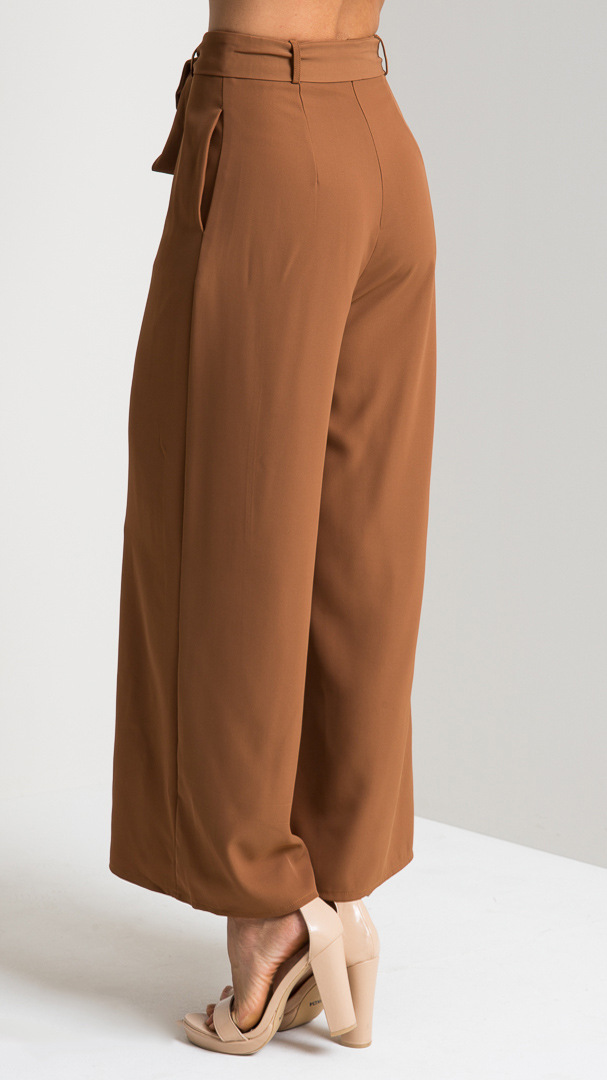 Title 2, Cropped trousers high waist strap wide leg pants