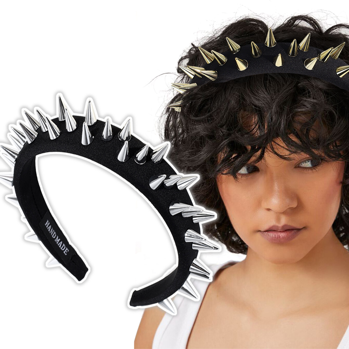 Title 3, Exaggerated Design Rivet Black Hair Hoop