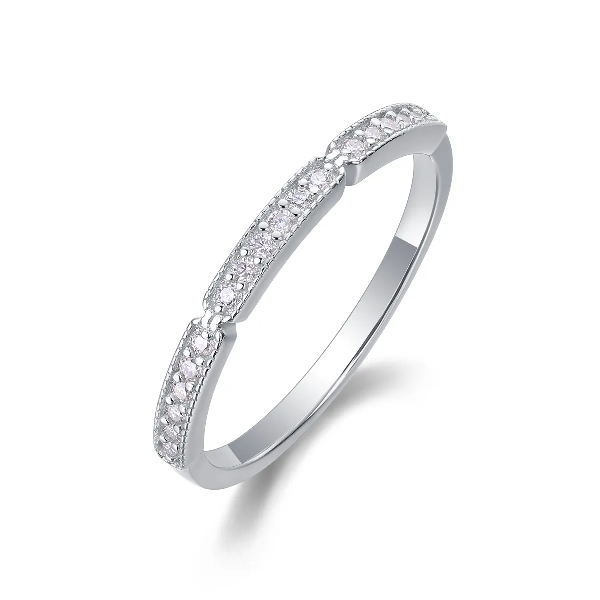 S925 Silver 3.4g Platinum Plated Moissanite Ring